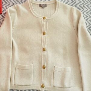 J.Crew Emelie Lady Sweater Cardigan Cream with Gold Buttons Size Medium
